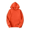 thumbnail image 2 of Zimjoy Orange Hoodie for Men Solid Plain Casual Loose Hooded Fleece Sweatshirt with Pocket Long Sleeve Comfy Pullover Sweatshirts Outwear, Saffron 2XL, 2 of 4