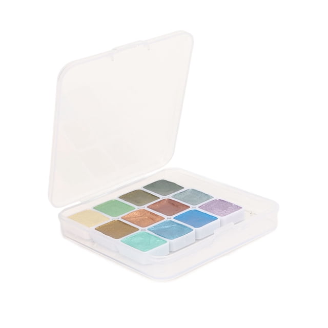 M Buder Set de Pinturas de Acuarela Sólidas Metálicas Ecológicas con Purpurina para Arte 7.8 cm / 3.1 in