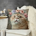 thumbnail image 2 of YINGXI Animals Throw Pillow Covers Cute Cat with Flower Wreath Decorative Square Pillowcase for Home Sofa Car Bedroom Decor 22x22in, 2 of 5