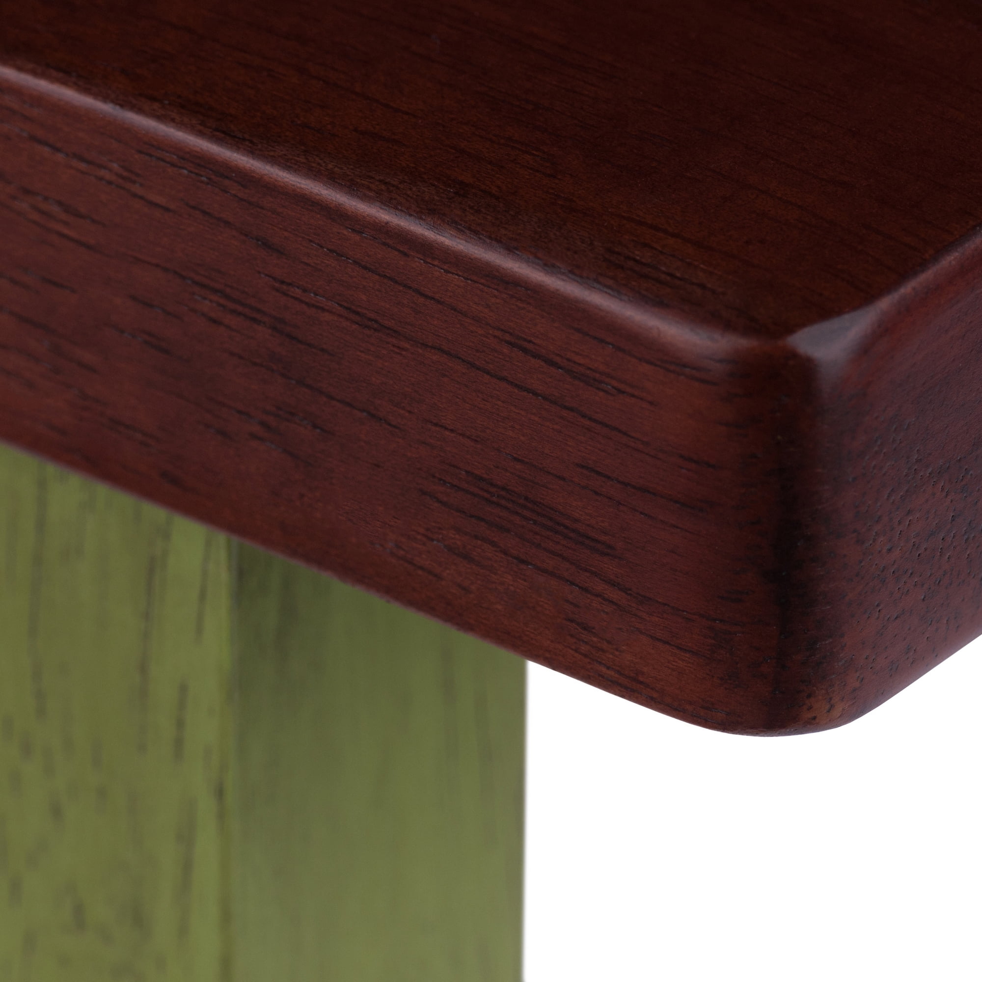 Winsome Satori Saddle Seat Bar Stool, Rustic Green and Walnut Finish