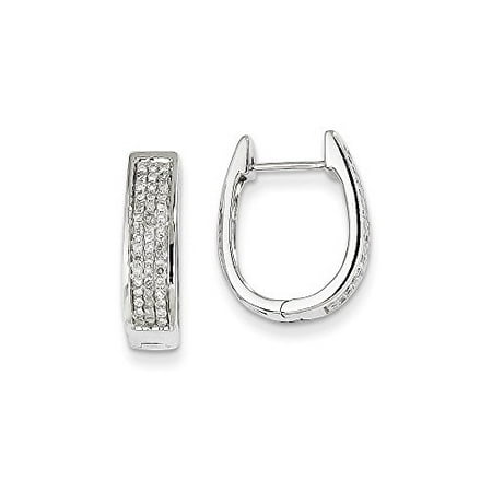 14K White Gold Diamond Oval Huggie Hoop Earrings (0.34 CTTW, G-I Color, I1-I2