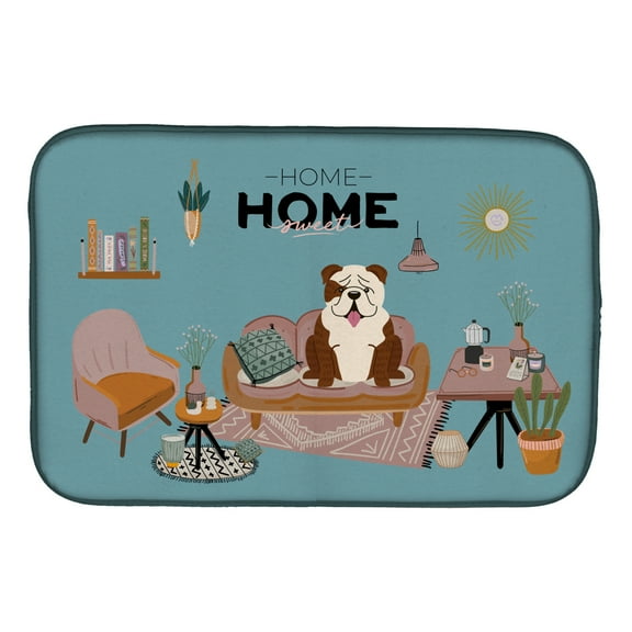 Carolines Treasures CK7966DDM Brindle White English Bulldog Sweet Home Dish Drying Mat 14 x 21" multicolor