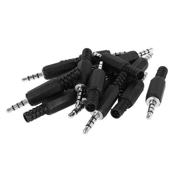 Unique Bargains 15 x Plastic Solder Type 3.5mm Stereo 3 Ring Male Plug Audio Cable Adapter Black