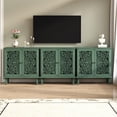 thumbnail image 2 of Spaco Vintage Carved Floral Accent Cabinet, 2-Door Display Sideboard with Adjustable Shelving & Solid Wood Legs for Entryway, Green, 2 of 7