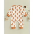 thumbnail image 3 of Liacowi Baby Girls Boys Clothes Infant Fall Christmas Jumpsuit Long Sleeve Crew Neck Gingerbread Man Print Romper 0-18M, 3 of 8