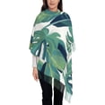 thumbnail image 1 of Foulard à Franges pour Femmes, Feuillage Vert Tropical Long Châle, Léger et Chaud, 1 of 6