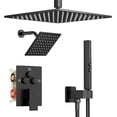 thumbnail image 4 of Shower System  Shower Faucet Set Bathroom Square Rain Shower Head and Handle Set  Wall Mounted Shower Fixtures With Shower Valve and Trim Kit  Matte, 4 of 5