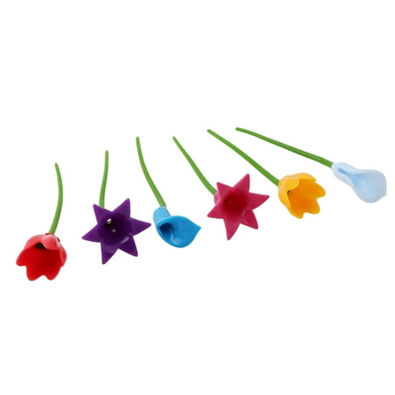 Viveous 6pcs Flowers Wine Cup Marker Silicone Label Party Dedicated Glass Cup Recognizer Tools for Wine Glass (Random)