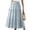 Light Blue, variant on qelini Lace Maxi Skirt for Women Long Skirt Elastic High Waist A-line Skirt Solid Color Casual Skirt