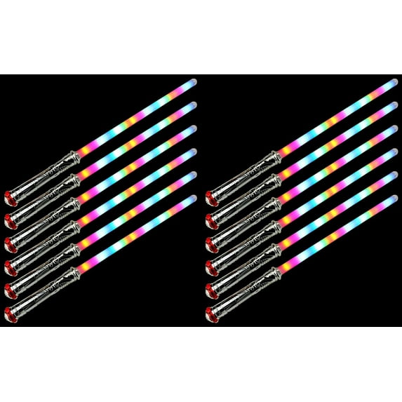 Set of 12 VT Space Captian Flashing LED Light Up & Sound Party Favor Toy Light Sword Sabers (Colors May Vary)