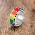 thumbnail image 7 of Rotatable Ring For Men Women Rainbow Gay LGBT Pride Couple Unisex Ring Stainless Steel, 7 of 7