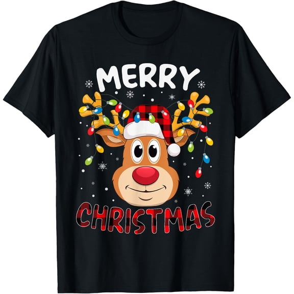 Merry Christmas Reindeer Xmas Family Animal Cool Unisex T-Shirt