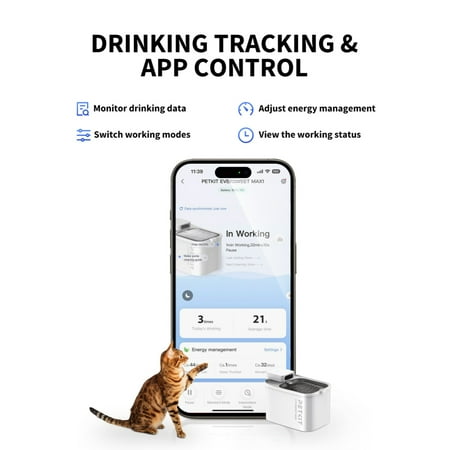 PETKIT EVERSWEET MAX Cordless Cat Water Fountain, 105 fl oz/3L Automatic Pet Water Dispenser for Cats, Dogs - Includes Replacement Filters