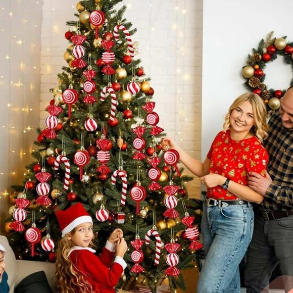 Kit 8 Bastones, Caramelos Colgantes Adorno De Árbol Navidad