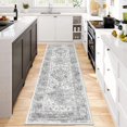 thumbnail image 2 of Findosom 2'x6' Hallway Runner Rug Washable Vintage Kitchen Laundry Runner with Non Slip Backing Farmhouse Entryway Living Room Floor Mat Stain Resistant Runner Carpet Gray, 2 of 6