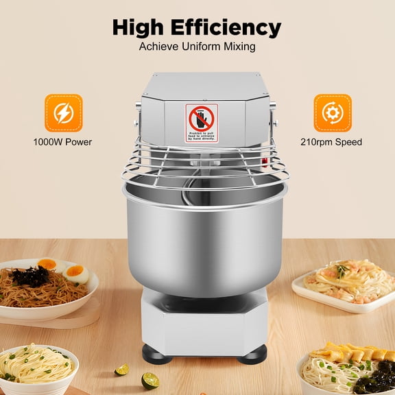 750W Commercial Food Mixer Dual Rotating Dough Kneading Machine Stainless Steel