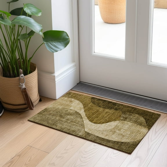 Addison Rugs Chantille Indoor/Outdoor Transitional Art Deco Brown Washable Rectangle Rug, 1'8" x 2'6"