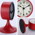 thumbnail image 4 of Reloj despertador vintage silencioso de metal rojo con soporte desmontable, reloj despertador matutino analógico rojo retro, reloj de mesita de noche antiguo sin tictac para dormitorio de oficina, 4 of 5
