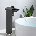 thumbnail image 2 of Black Led Light Bathroom Vessel Faucet Waterfall Single Handle Bowl Sink Faucet, 2 of 10