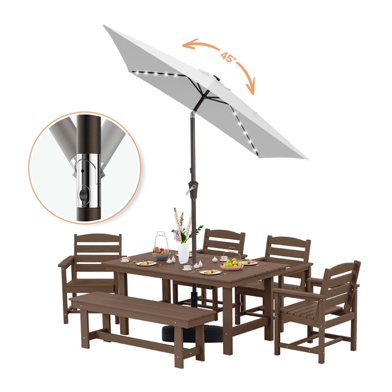 6.5 x 10 Ft Rectangular Patio Umbrella with Solar Lights photo 7