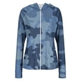 thumbnail image 6 of Camouflage Sun Protection Hoodie for Women UPF 50+ - Active Outdoor Long Sleeve Zip Up Jacket with Thumbholes & Pockets, Lightweight Athletic Rash Guard Blue L, 6 of 6