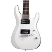 schecter c-7 deluxe satin white 7-string solid-body electric guitar, satin white