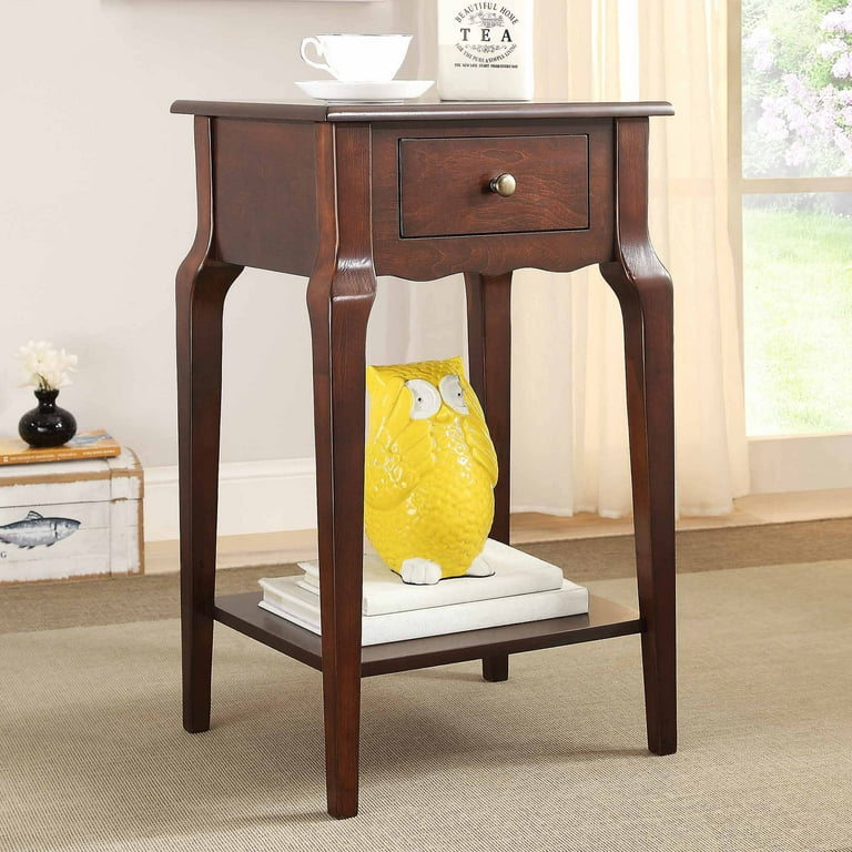 Free Shipping Weston Home Catalpa 28 High Wood End Table with Drawer and Shelf Blue Walmart