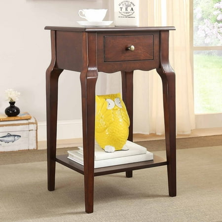 Weston Home Catalpa 28&quot; High Wood End Table with Drawer and Shelf, Espresso