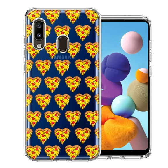 MUNDAZE For Samsung Galaxy A20 Pizza Hearts Polka dots Design Double Layer Phone Case Cover