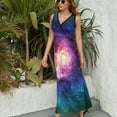 thumbnail image 4 of Maxi Dress Spiral Galaxy Print Dress Deep Outer Space Club V Neck Custom Bohemia Long Dresses Street Style Big Size Clothes, 4 of 7