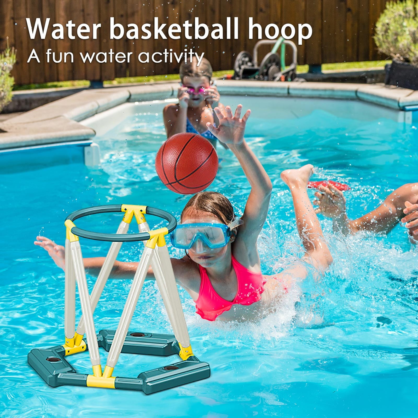 Inflatable Floating Pool Basketball Hoop for Kids Adults, Easy Set Up Water Basketball Game Toy, Summer Fun Pool Accessories for Family Pool Party Beach(Army Green)