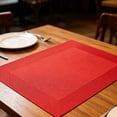 thumbnail image 3 of Vinyl Faux Leather Placemats,17.72x11.81 Inches Waterproof Heat Resistant Table Place Mats,Oil-proof Wipeable Table Mats for Kitchen Dining Party Holiday Indoor Outdoor,Red, 3 of 6