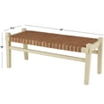 thumbnail image 3 of DecMode Leather Handmade Woven Seat Bench with Beige Wood Base, Brown, 3 of 9