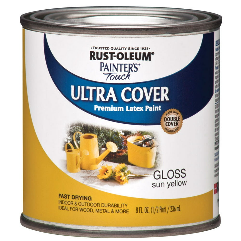 RustOleum Latex Paint Indoor / Outdoor Gloss Sun Yellow 8 Oz Pack of 6