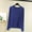 Blue, variant on Women Pajama Tops Solid Crew Neck Long Sleeve Loose Soft Comfortable Casual Sleep Top