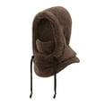 thumbnail image 2 of Winter Fleece Hats,Winter Balaclava Hat Ski Double Neck Warmer Windproof Warm Adjustable with Fleece Lining Hat,Fleece Hooded Ski Masks Beanies,3 In 1 Winter Hooded Hat Caps(Coffee), 2 of 8