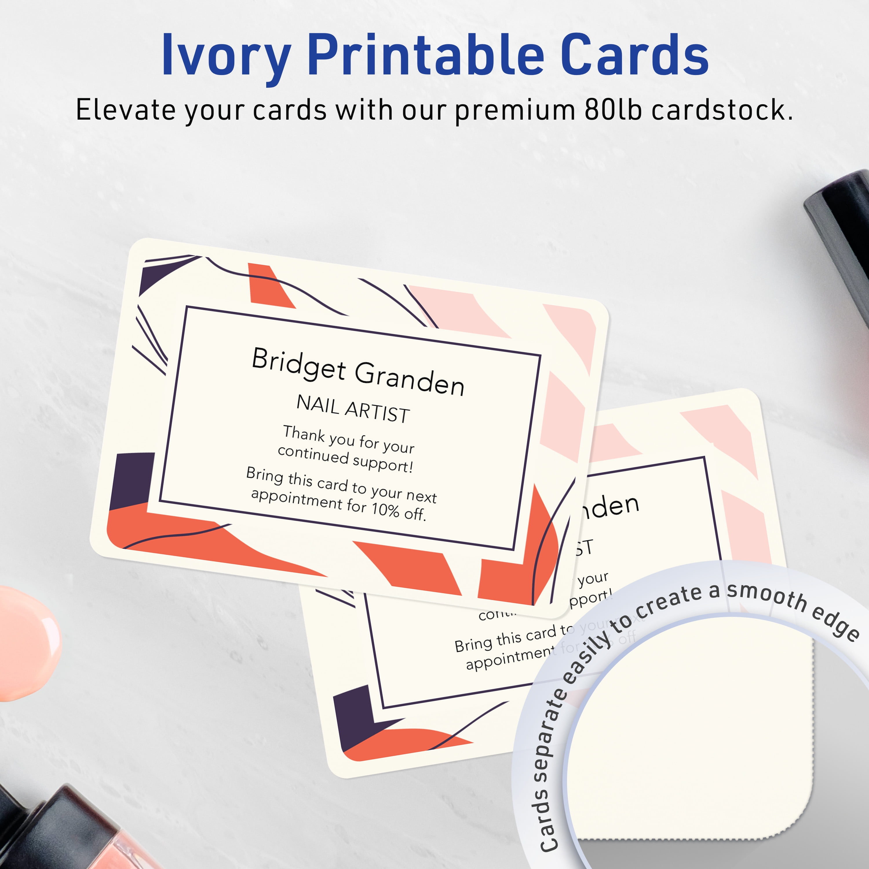 Avery Cards with Rounded Corners, 3" x 5", Matte Ivory, 150ct