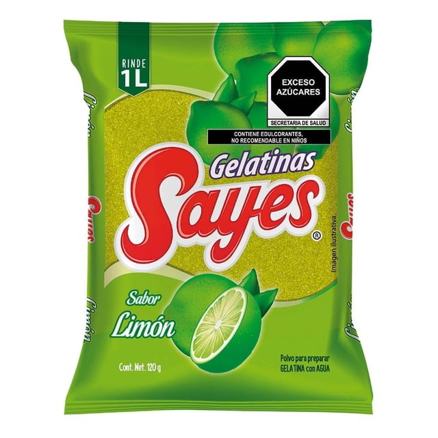Polvo para preparar gelatina Sayes de agua sabor limón 120g