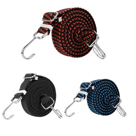 

LeKY Adjustable Flat Cords Double Hooks Anti-Rust Metal Buckle Luggage Elastic Rope Red 4m