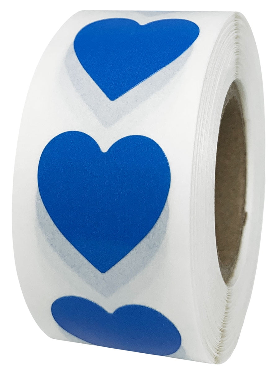 Blue Heart Stickers 0.75" Inch Wide Labels 500 Pack