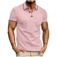 thumbnail image 2 of LODIENY Men's Casual Polo Shirts Short Sleeve Fashion Golf Shirt Classic Striped Slim Fit T-Shirts Lightweight Business Work Collared T Shirt Pink L, 2 of 6