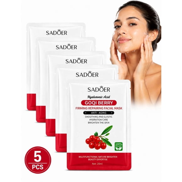 Kit 5 Mascarillas Faciales Antioxidantes Con Baya De Goji