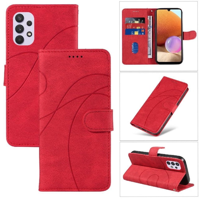 Flip Case For FOXDOCK Samsung Galaxy A32 4G Card Slots and Kickstand Function Skin Feel Leather