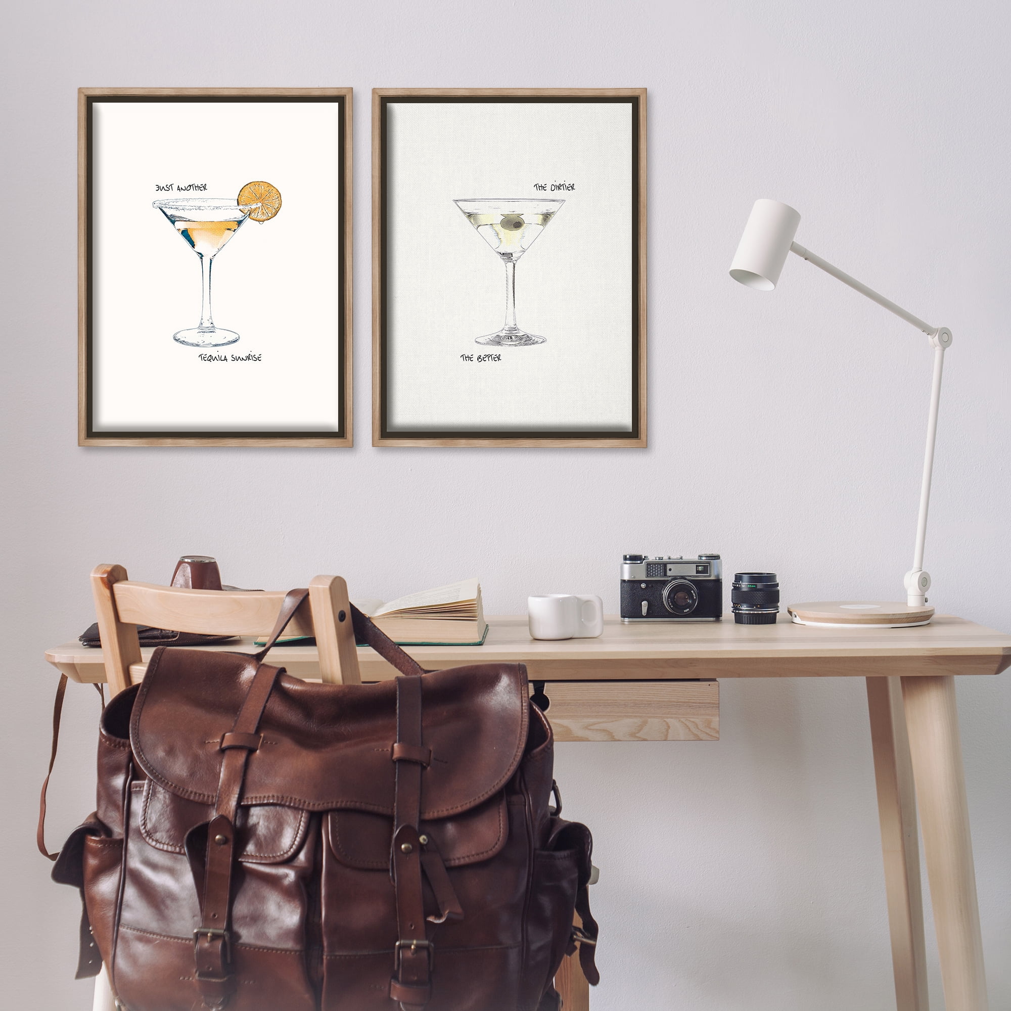 Stupell Industries Tequila Cocktails & Phrases Food & Beverage Painting Brown Floater Framed Canvas Art Print Wall Art, 21 x 31, Set of 2