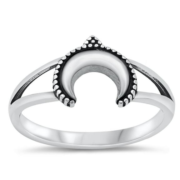 Bali Crescent Moon Night Promise Ring .925 Sterling Silver Band Jewelry Female Male Unisex Size 9