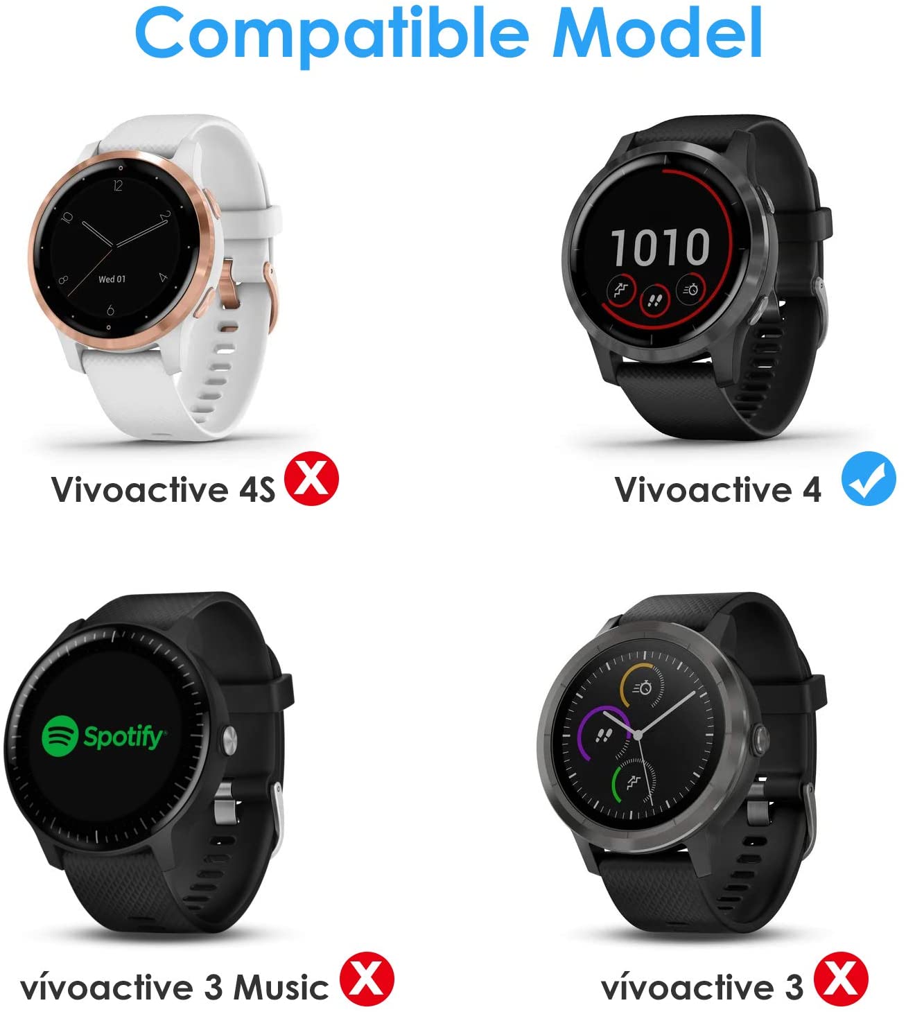 For Garmin Vivoactive 4 4S Smart Watch Strap Band for Garmin Venu/Vivoactive  3/GarminActive S/GarminMove 3 Luxe Style Watchband|Watchbands| - AliExpress