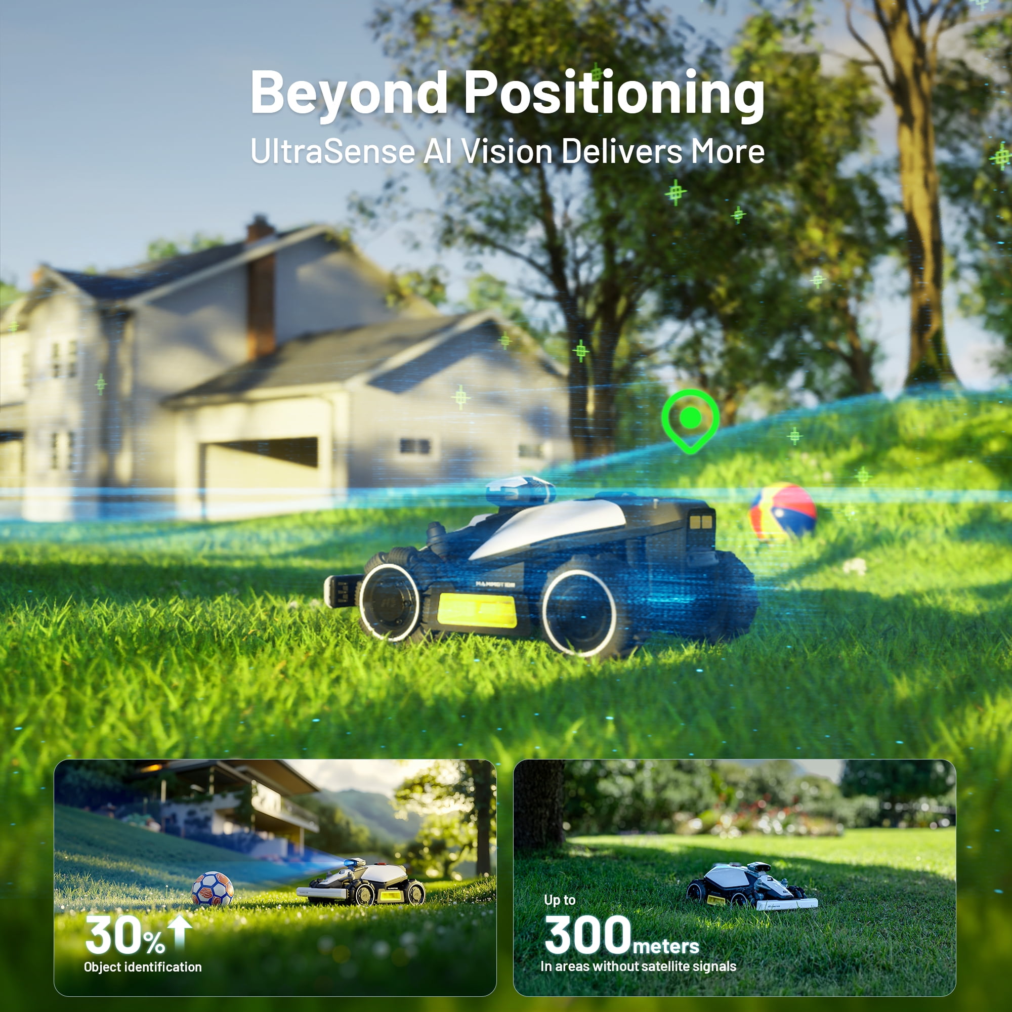 Mammotion LUBA Mini AWD 1500H Robot Lawn Mower with 4G, Reception 0.37 Acre, Max. 0.45 Acre, Cutting Height 0.8"-2.6"