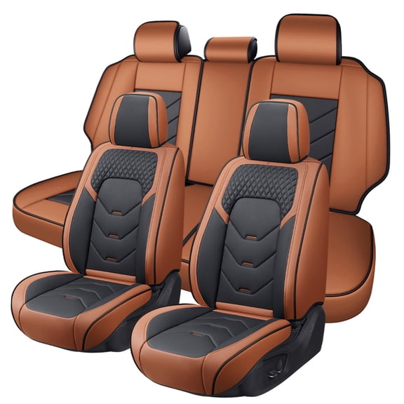 Car Seat Cover for Honda Passport 2026, Perforated Quilted Leather Full Set of 5 Seats Waterproof Suitable for All Seasons, Black and Orange Car Seat Covers, Protect Car Seats