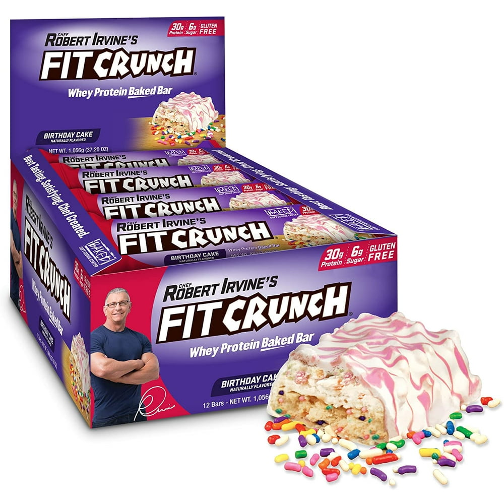 Fit Crunch Protein Bar, Birthday Cake, 30g Protein, 12 ct. Walmart