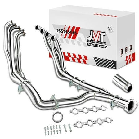 Long Tube Exhaust Manifold Header Y Pipe For 07-14 Chevy GMC 4.8L 5.3L 6.0L 6.2L